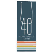 レトロモダンレインボーストライプ誕生日40th ワインギフトバッグ (正面)