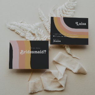 レトロモダンレインボーダークブライデスメイド提案カード 招待状