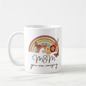 レトロモダンレインボーフラワー、ママあなたは素晴らしい コーヒーマグカップ (左)