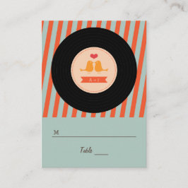 レトロモダンレコード愛の鳥エスコートラベル プレイスカード