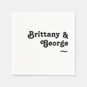 レトロモダンレタリング結婚ナプキンス スタンダードカクテルナプキン (正面)