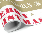 レトロモダンレッド金ゴールドメリークリスマス ラッピングペーパー (ロールコーナー)