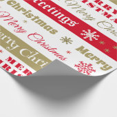 レトロモダンレッド金ゴールドメリークリスマス ラッピングペーパー (角)