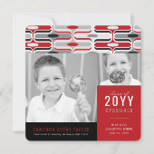 レトロモダンレッド&ブラックOgee 2写真卒業 案内状 (正面)