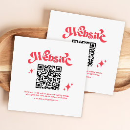 レトロモダンレッド&ホワイトQRコードの結婚ウェブサイト エンクロージャーカード