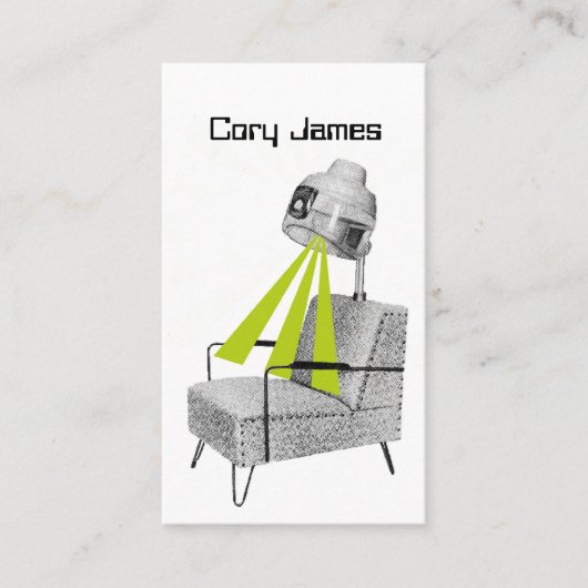 レトロモダンヴィンテージドライヤーヘアースタイリスト名刺 名刺 (正面)