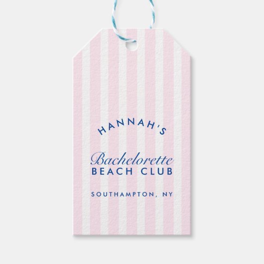 レトロモダンヴィンテージネイビー&ピンクバチェロレッテ ギフトタグ (正面)