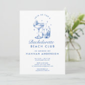 レトロモダンヴィンテージブルーバチェロレッテ週末 招待状 (スタンド正面)