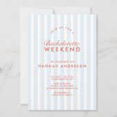 レトロモダンヴィンテージブルーバチェロレッテ週末 招待状 (正面)