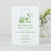 レトロモダンヴィンテージブルーバチェロレッテ週末 招待状 (スタンド正面)