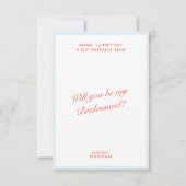 レトロモダンヴィンテージブルー花嫁付きカード 招待状 (正面)