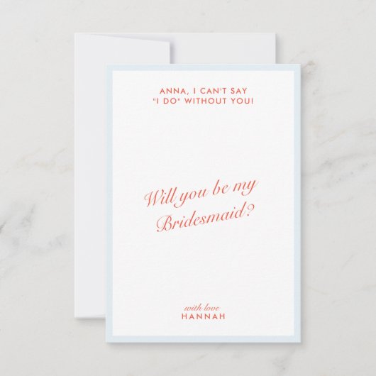 レトロモダンヴィンテージブルー花嫁付きカード 招待状 (正面)