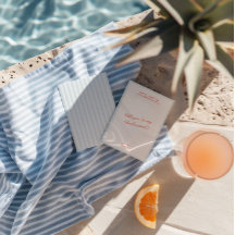 レトロモダンヴィンテージブルー花嫁付きカード