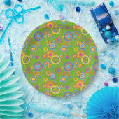 レトロモダン円オングリーン ペーパープレート (パーティー)