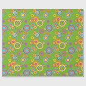 レトロモダン円オングリーン ラッピングペーパー (フラット)