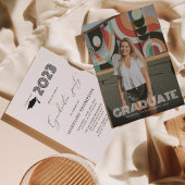 レトロモダン写真卒業パーティー招待状 招待状
