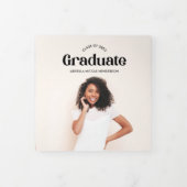 レトロモダン写真卒業3倍招待状 三つ折りプログラム (カバー)