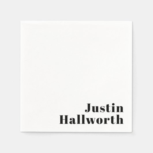 レトロモダン名ミニマルまたはビジネステンプレート スタンダードカクテルナプキン (正面)