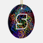 レトロモダン名&モノグラムブライトカラー&ブラック セラミックオーナメント (右)