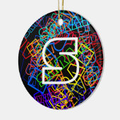 レトロモダン名&モノグラムブライトカラー&ブラック セラミックオーナメント (左)