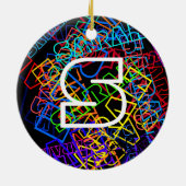 レトロモダン名&モノグラムブライトカラー&ブラック セラミックオーナメント (裏面)