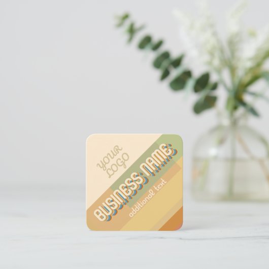 レトロモダン名（幾何形状と色の順を含む） スクエア名刺 (スタンド正面)