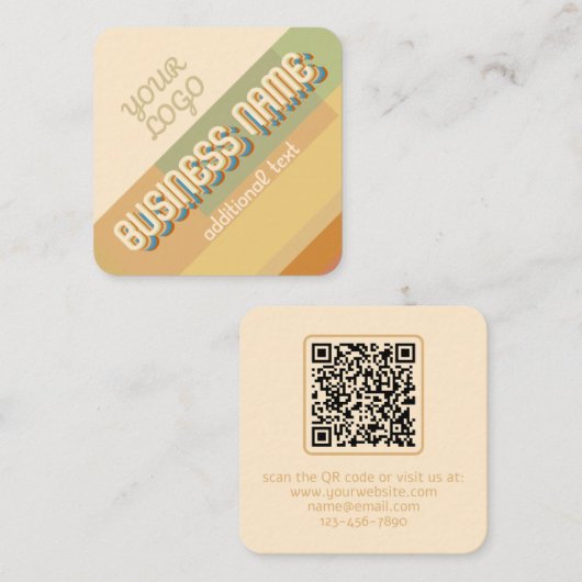 レトロモダン名(幾何形状と色の順を含む) スクエア名刺 (正面/裏面)