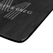 レトロモダン名/s編集可能モノグラムブラック&グレー カッティングボード (角)