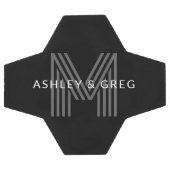 レトロモダン名/s編集可能モノグラムブラック&グレー サッカーボール (フラット)