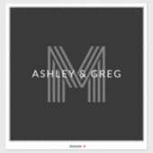 レトロモダン名/s編集可能モノグラムブラック&グレー シール (シート)