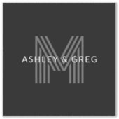 レトロモダン名/s編集可能モノグラムブラック&グレー シール (正面)