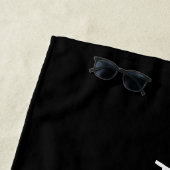 レトロモダン名/s編集可能モノグラムブラック&グレー ビーチタオル (インサイチュ)