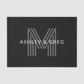 レトロモダン名/s編集可能モノグラムブラック&グレー 薄葉紙 (正面)