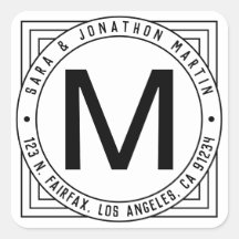 レトロモダン姓イニシャルと差出人住所