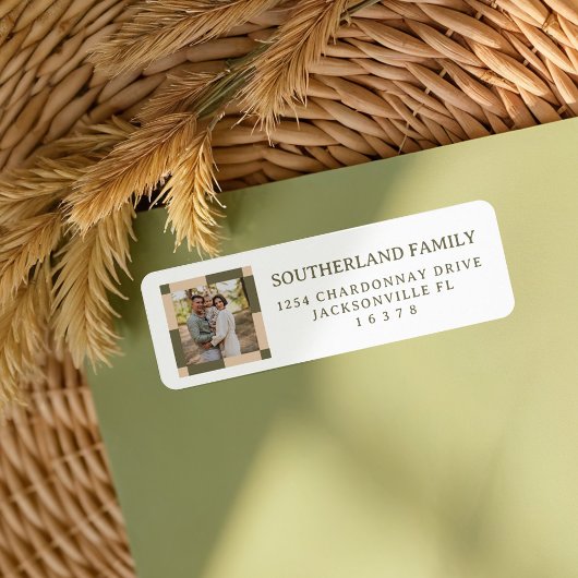 レトロモダン市松模様にパターンの家族の写真 ラベル