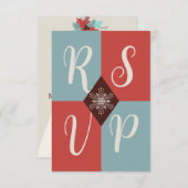 レトロモダン幾何学的クリスマスRSVPカード 招待状 (正面/裏面)