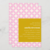 レトロモダン幾何学的ピンクイエローブライダルシャワー 招待状 (正面/裏面)