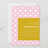 レトロモダン幾何学的ピンクイエローベビーシャワー 招待状 (正面)