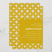 レトロモダン幾何形状黄色ブライダルシャワー 招待状 (正面/裏面)