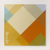 レトロモダン幾何色ブロック ジグソーパズル (横)