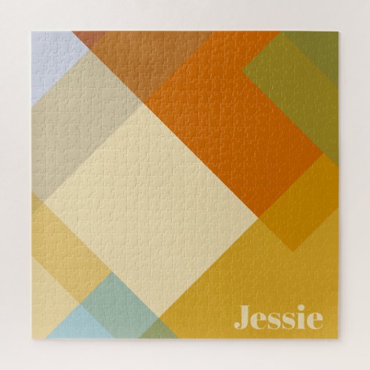 レトロモダン幾何色ブロック ジグソーパズル (縦)