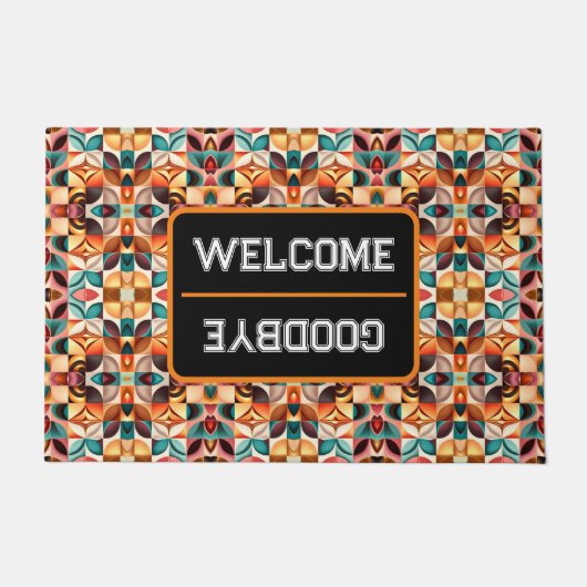 レトロモダン抽象芸術スクエアコレクション ドアマット (正面)