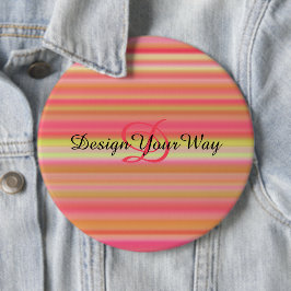 レトロモダン抽象芸術ストライプモノグラムイニシャル 缶バッジ