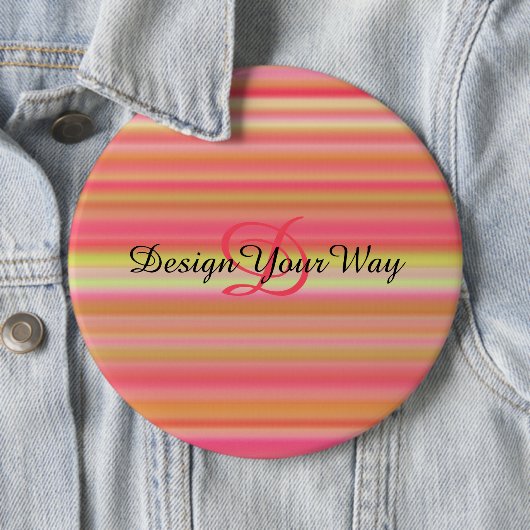 レトロモダン抽象芸術ストライプモノグラムイニシャル 缶バッジ (インサイチュ)