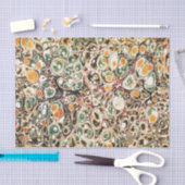 レトロモダン抽象芸術セージ黄大理石パターン 薄葉紙 (クラフト)