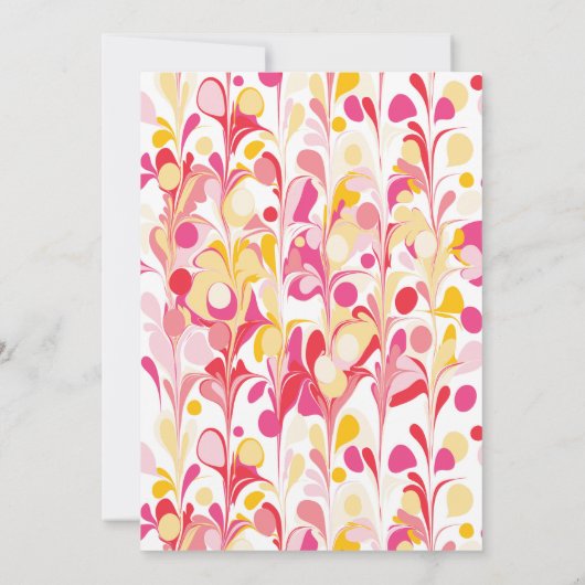 レトロモダン抽象芸術ピンクベビーシャワー 招待状 (裏面)