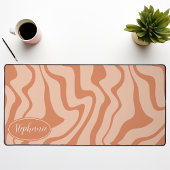 レトロモダン抽象芸術マーブルスワールピーチ デスクマット