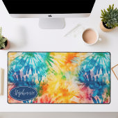 レトロモダン抽象芸術レインボーウォーターカラー絞り染め デスクマット
