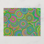 レトロモダン抽象芸術円、緑とオレンジ色 ポストカード (正面)