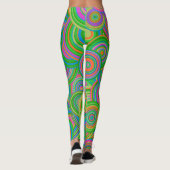 レトロモダン抽象芸術円、緑とオレンジ色 レギンス (裏面)